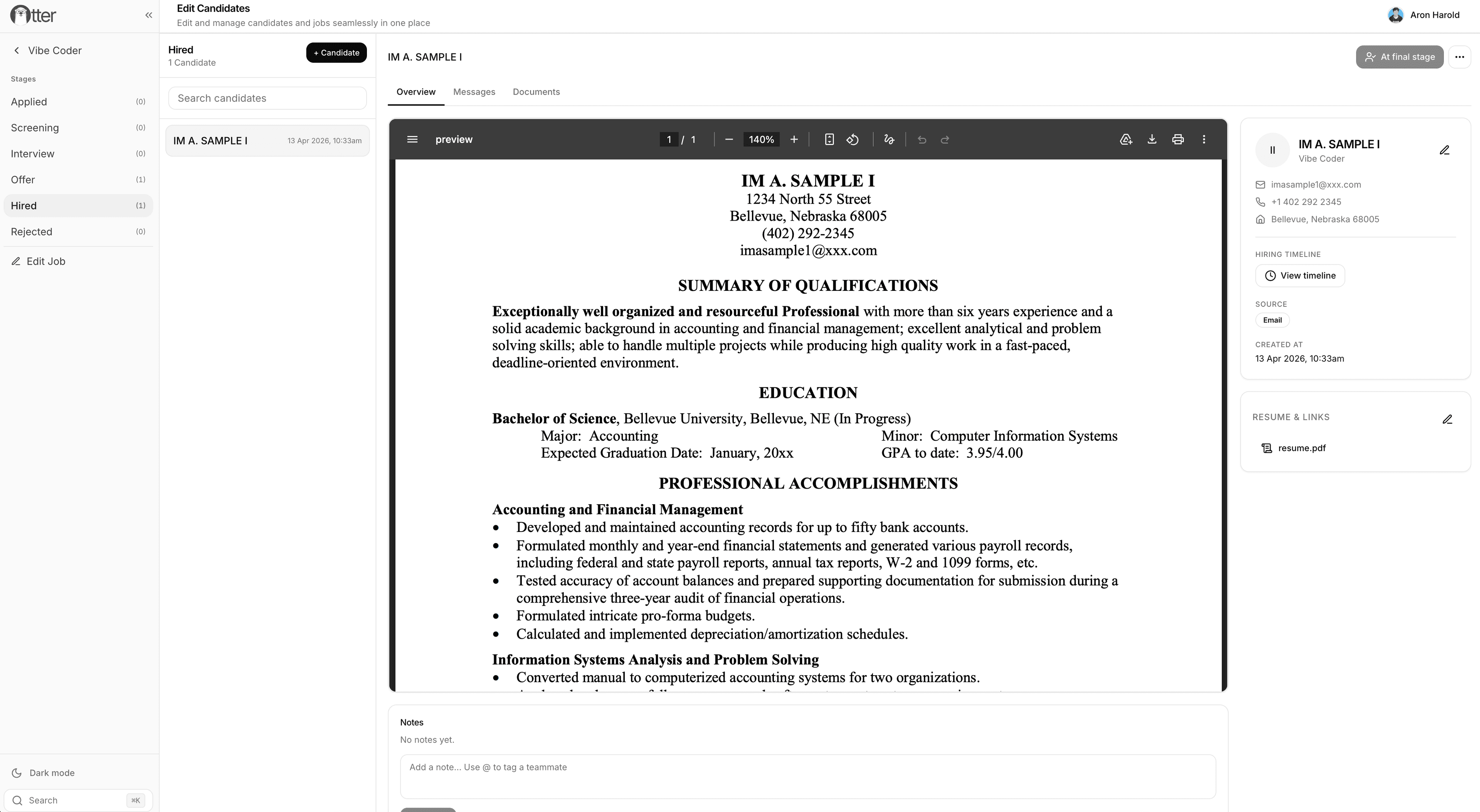 Otter Hire jobs page